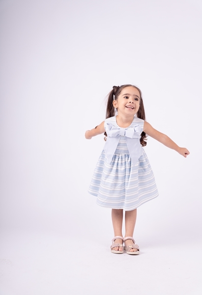 Εβίτα Fashion Παιδικό Φόρεμα Με Τσαντάκι, Ριγέ Σιέλ 