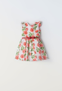 Εβίτα Fashion Παιδικό Φόρεμα Με Λουλούδια Κόκκινα, Λευκό 