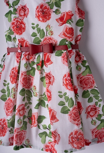 Εβίτα Fashion Παιδικό Φόρεμα Με Λουλούδια Κόκκινα, Λευκό 