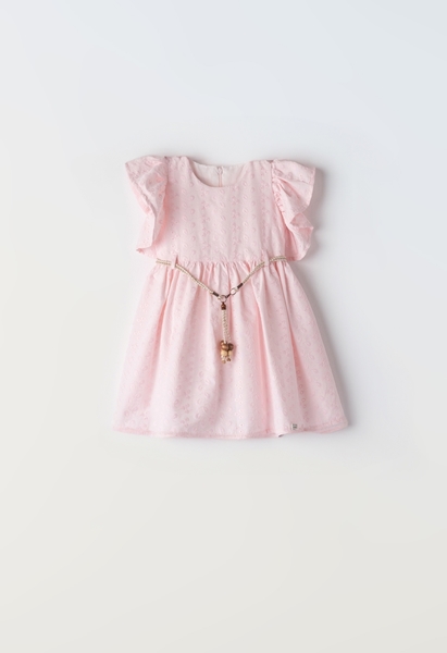 Εβίτα Fashion Παιδικό Φόρεμα Κιπούρ Με Βολάν Στο Μανίκι, Ροζ 