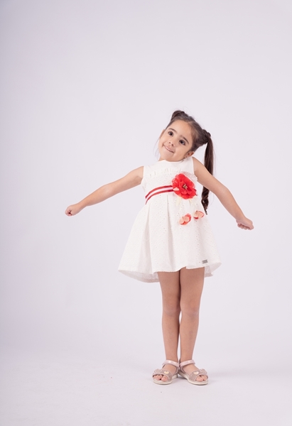 Εβίτα Fashion Παιδικό Φόρεμα Κιπούρ, Λευκό 