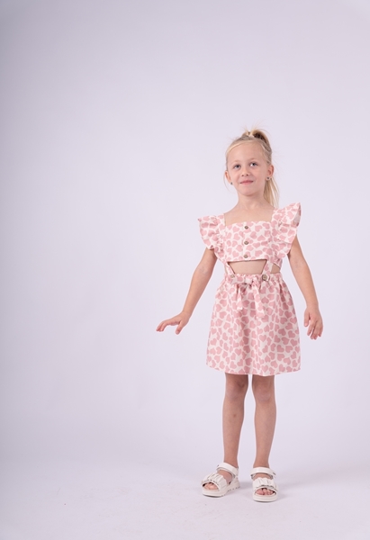 Εβίτα Fashion Παιδικό Σετ Φόρεμα Με Ανοίγματα Στο Πλάι, Ροζ 