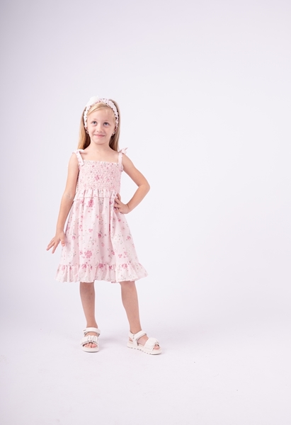 Εβίτα Fashion Παιδικό Φόρεμα Με Λουλούδια Σφιγγοφωλιά, Ροζ 