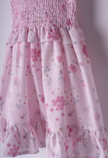 Εβίτα Fashion Παιδικό Φόρεμα Με Λουλούδια Σφιγγοφωλιά, Ροζ 