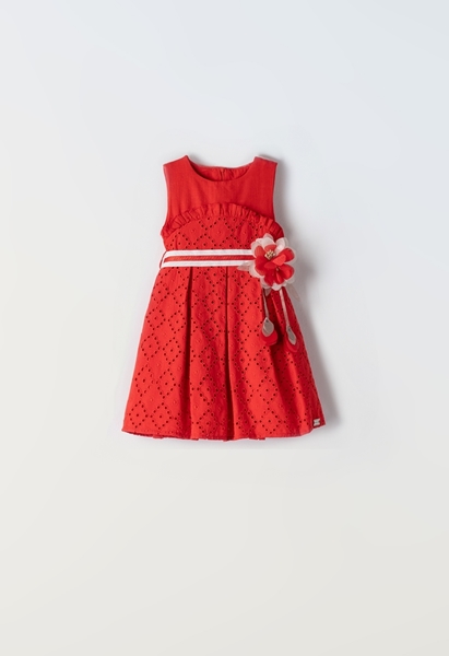 Εβίτα Fashion Παιδικό Φόρεμα Κιπούρ, Κόκκινο 