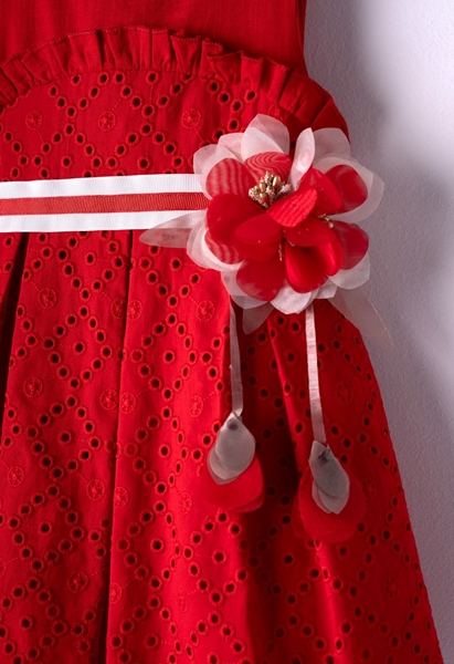 Εβίτα Fashion Παιδικό Φόρεμα Κιπούρ, Κόκκινο 