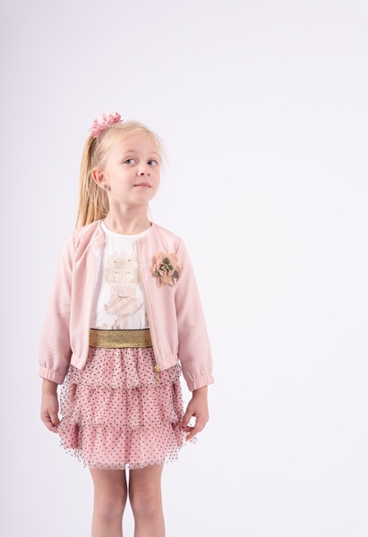Εβίτα Fashion Παιδικό Σετ 3Τμχ Μπουφάν Και Φούστα Με Τούλι, Ροζ