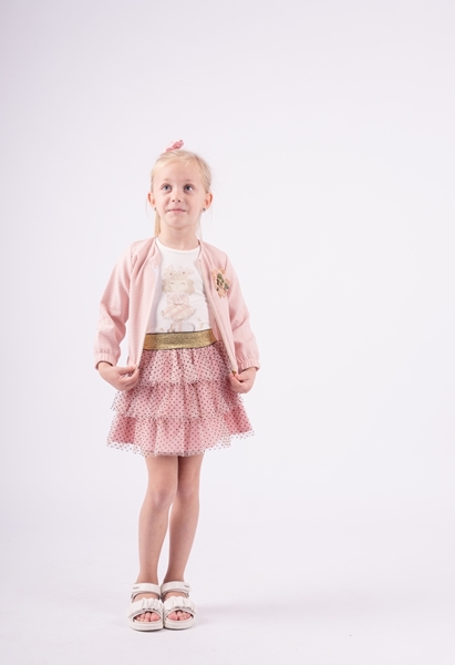 Εβίτα Fashion Παιδικό Σετ 3Τμχ Μπουφάν Και Φούστα Με Τούλι, Ροζ