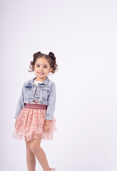 Εβίτα Fashion Παιδικό Σετ 3Τμχ Μπουφάν Τζιν Και Φούστα Με Τούλι, Ροζ