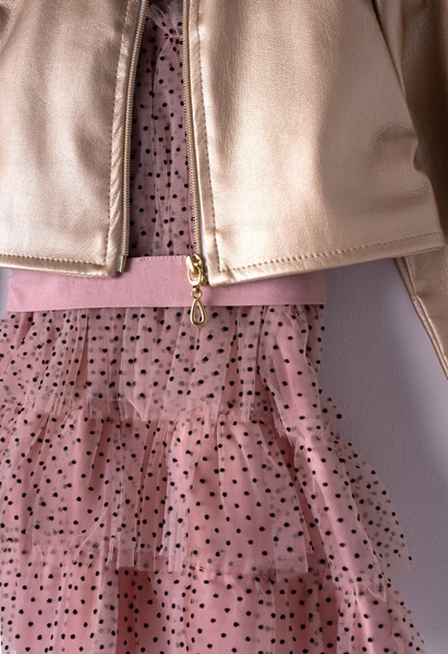 Εβίτα Fashion Παιδικό Σετ Φόρεμα Με Μπολερό Χρυσό, Ροζ 
