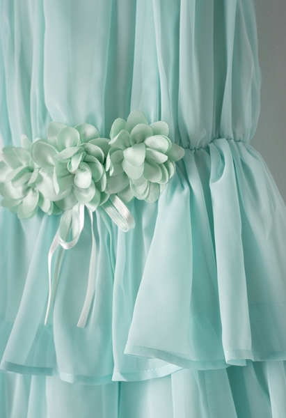 Εβίτα Fashion Φόρεμα Με Ζώνη Λουλούδια, Μέντα