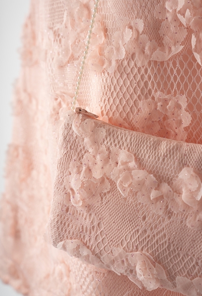 Εβίτα Fashion Φόρεμα Δαντέλα Με Τσαντάκι, Ροζ