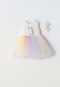 Εβίτα Fashion Παιδικό Φόρεμα Μακώ Με Κορδέλα, Μονόκερος