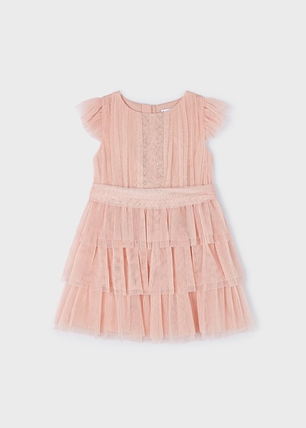 Mayoral Παιδικό Φόρεμα Τούλι Πιέτες, Ροζ