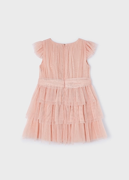 Mayoral Παιδικό Φόρεμα Τούλι Πιέτες, Ροζ