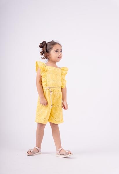  Εβίτα Fashion Παιδική Ολόσωμη Φόρμα Σορτς Κιπούρ, Κίτρινο 