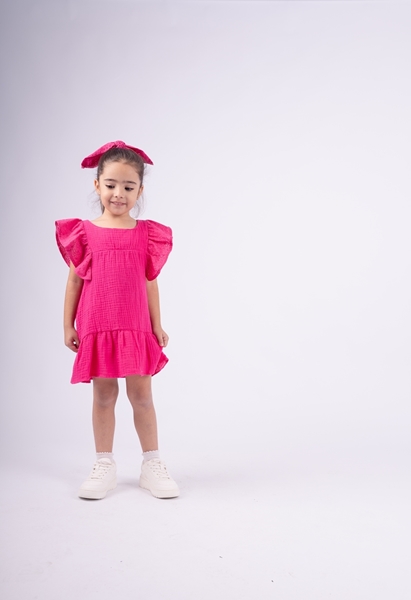 Εβίτα Fashion Παιδικό Φόρεμα Βαμβακερό, Φούξια 
