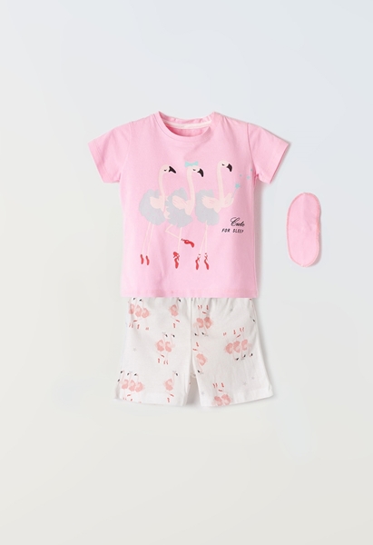 Εβίτα Fashion Παιδική Πυτζάμα Με Μάσκα Φλαμίνγκο, Ροζ