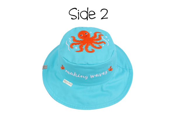 FlapJackKids Αντηλιακό Καπέλο Διπλής Όψης UPF 50+ Whale/Octopus