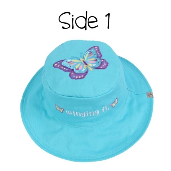 FlapJackKids Αντηλιακό Καπέλο Διπλής Όψης UPF 50+ Butterfly/Floral 