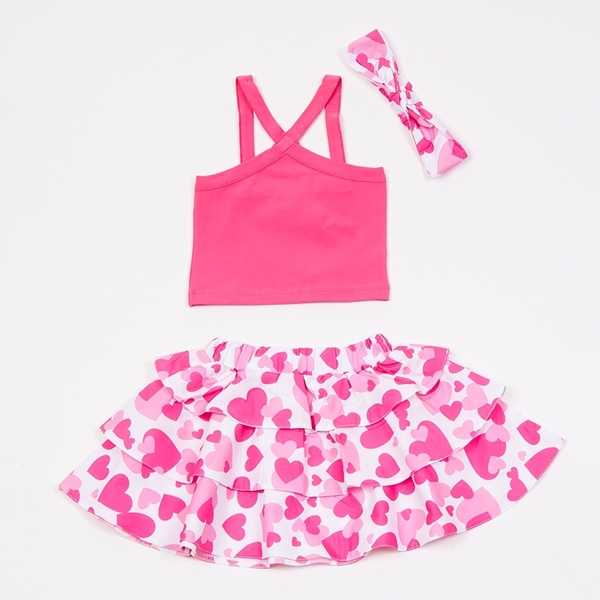 Trax Παιδικό Σετ Φούστα Με Μπλούζα Καρδιές, Ροζ 