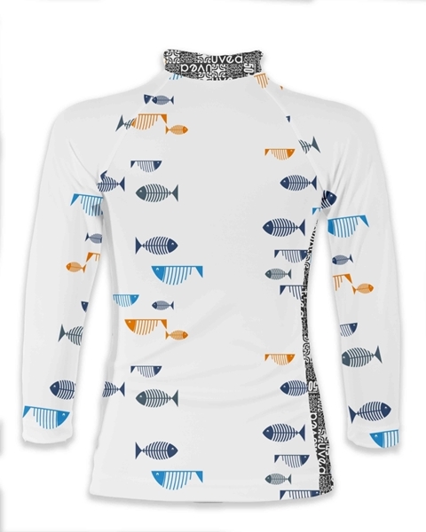 Uvea Μπλούζα Μακρυμάνικη με UV50+ Προστασία Biarritz, Big Fish White 