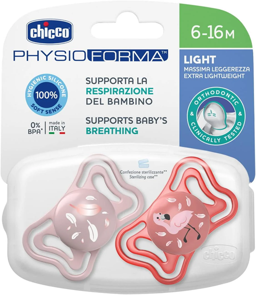 Chicco Πιπίλα Physio Forma Light Ροζ 6-16m 2τμχ