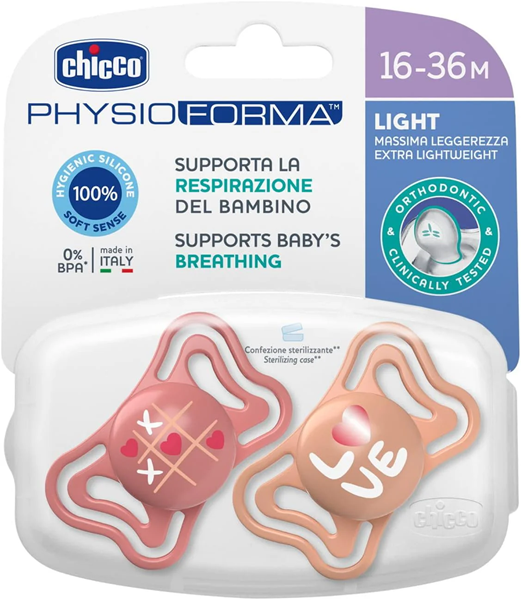 Chicco Πιπίλα Physio Forma Light Ροζ 16-36m 2τμχ