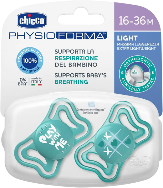 Chicco Πιπίλα Physio Forma Light Σιελ 16-36m 2τμχ 