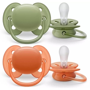 Philips Avent Πιπίλα Ultra Soft, 18 μηνών+, Green/Orange (2 τεμάχια)