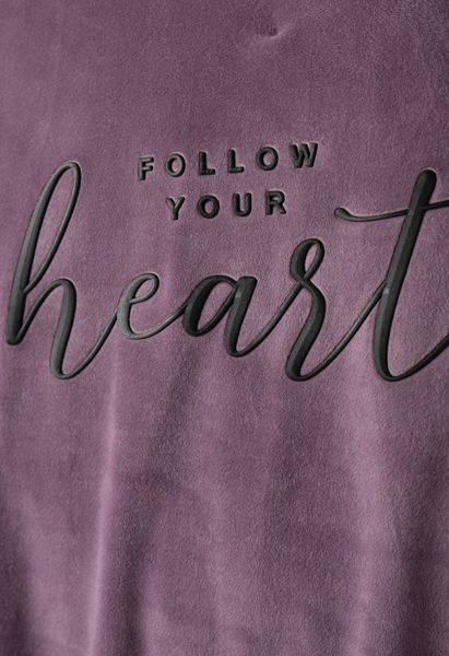 Εβίτα Fashion Σετ Φόρμας Βελουτέ Follow Your Heart, Μωβ