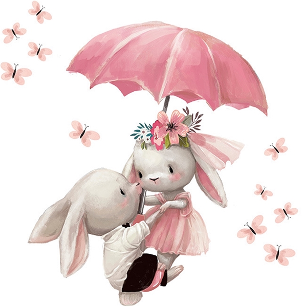 Sipo - Wall Stickers Bunnies With Umbrella