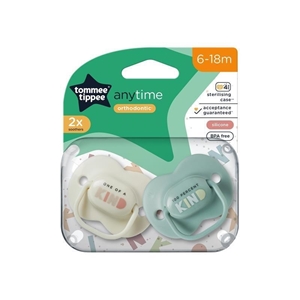 Tommee Tippee Ορθοδοντική Πιπίλα Σιλικόνης Anytime 6-18Μ Σετ 2τμχ Mint