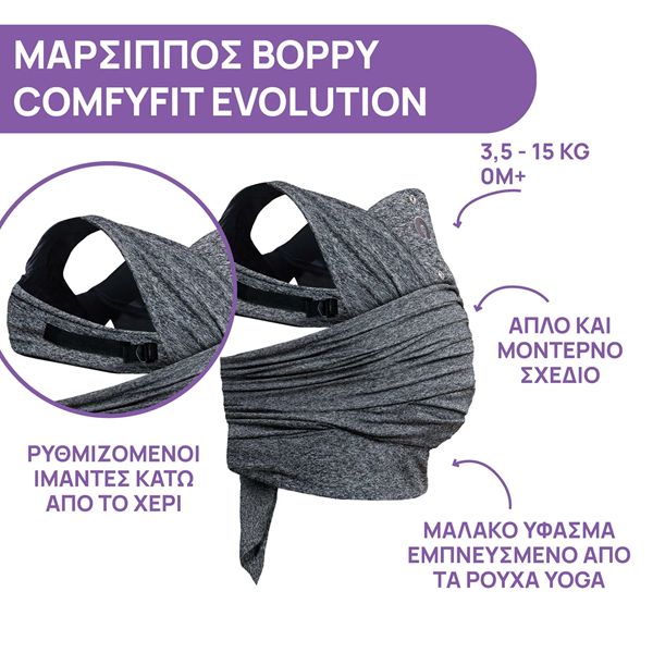 Chicco μάρσιπος Boppy Comfy Fit Evolution Grey 0m+