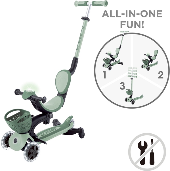 Globber Scooter Go-Up Baby Lights 360 Olive