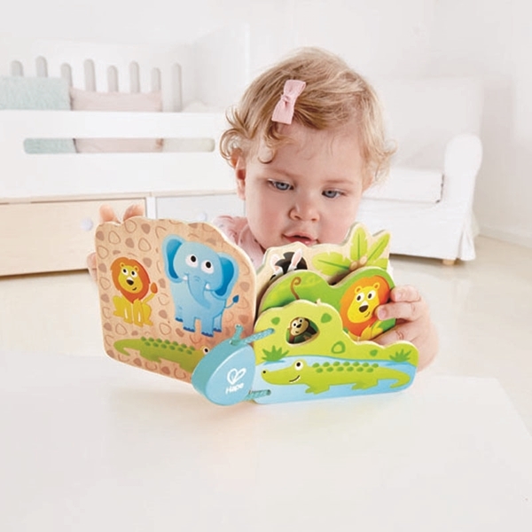 Hape Early Explorer Ξύλινο Βιβλιαράκι Baby's Wild Animal